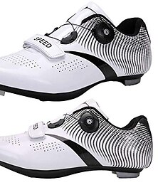 cheap -men's road cycling shoes compatible spd/spd-sl double ratchet mtb cleat exercise biking breathable stable comfortable cycling shoes for men bright white