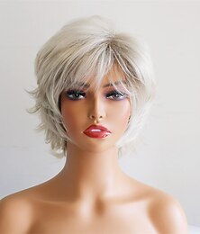 abordables -coupe de lutin perruques perruques courtes pour les femmes blanches pixie perruques perruque pour les femmes blanches coupes de lutin perruques pour les femmes âgées plein cheveux bouclés pour tous