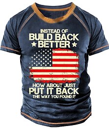 cheap -American Flag T-Shirt Mens 3D Shirt For Independence Day | Brown Summer | Men'S Tee Slogan Shirts Graphic Crew Neck Black Red Blue Purple Green 3D Print Outdoor Casual Short Sleeve Clothing