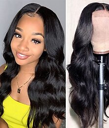 cheap -Lace Front Wigs for Black Women Human Hair Body Wave 4x1 T Part Lace Closure Wig Human Hair Lace Front Wigs Pre Plucked Natural Black Color 150% Density
