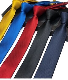 cheap -Men's Work Wedding Gentleman Necktie - Solid Colored Men's Classic Tie Jacquard Woven cravatta business