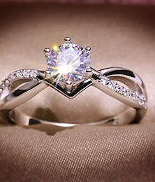 billige -1 stk Ringe For Dame Kubisk Zirkonium Hvit Bryllup jubileum Bursdag Legering Klassisk