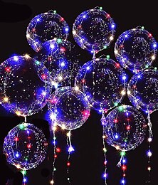 baratos -balão de led com suporte de coluna luminoso transparente bobo suporte de balões luzes de corda LED decoração de festa de aniversário de casamento