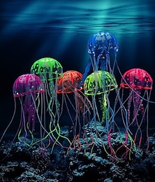 economico -Medusa incandescente ornamento decorazione per acquario serbatoio di pesci acquario decorazione pesce meduse viola silicone 1 pz 5*15 cm