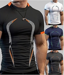 voordelige -Voor heren T-shirt Vochtafvoerende overhemden Korte mouw Ronde hals Lente, Herfst, Winter, Zomer Effen Spier Sportkleding Comfortabel Sport Fitness Hardlopen Zwart Wit Marineblauw Top T-shirt voor