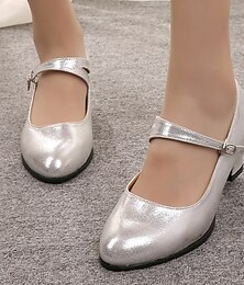 ieftine -Pentru femei Încălțăminte latină Sală Dans Pantofi Moderni Pantofi Salsa Interior Sandale Călcâi Adidași Sclipici Strălucitor Cataramă Pliuri Toc Cubanez Buclă Negru Roșu Argintiu