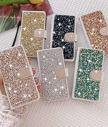 cheap -Phone Case For Samsung Galaxy S24 S23 S22 S21 S20 Plus Ultra A54 A34 A14 A73 A53 A33 Note 20 Ultra Wallet Case Bling Rhinestone with Phone Strap Glitter Shine Crystal Diamond PU Leather