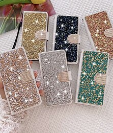 olcso -telefon Ügy Kompatibilitás Samsung Galaxy S25 Ultra S24 S23 S22 S21 S20 Plus Ultra A55 A35 A25 A15 5G A54 A34 A14 A53 A33 A32 A22 Pénztárca kártya tok Bling Strassz telefonszíjjal Csillogó Kristály