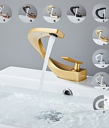 voordelige -badkamer wastafel mengkraan, mono wastafel enkele handgreep wastafelkranen wasruimte, monobloc vat water messing kraan badrandcombinaties met warme en koude slang