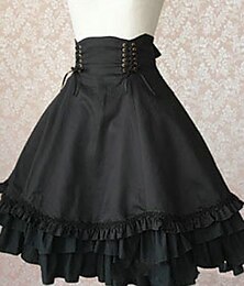 Χαμηλού Κόστους -Λολίτα Γλυκιά Λολίτα φόρεμα διακοπών Στενό γυναικείο φόρεμα Γυναικεία Ιαπωνικά Στολές μεταμφίεσης Μαύρο Συμπαγές Χρώμα / Φόρεμα