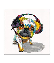 abordables -Peinture à l'huile Hang-peint Peint à la main Carré Animaux Pop Art Moderne Toile roulée (sans cadre)