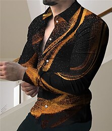 economico -Per uomo Gradiente Geometrica Camicia Camicia con bottoni Manica lunga Di tendenza Originale Informale Esterno Strada Per eventi Estate Primavera Collo ripiegabile Stampa Bottone giù Giallo Blu Viola