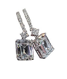 abordables -Ensembles de boucles d'oreilles en argent sterling 925 pour femmes, boucles d'oreilles rectangulaires en cristal, boucles d'oreilles en zircone cubique plaquée rhodium