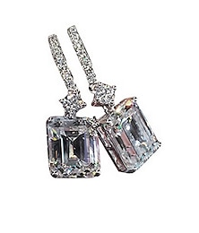 cheap -925 sterling silver earring sets for women,rectangular crystal dangle earring,rhodium plated cubic zirconia earrings