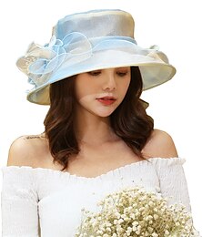 levne -Klobouky Organza Sluneční klobouk Svatební Kentucky Derby Klasický styl Elegantní S Aplikace Barevné bloky Přílba Pokrývky Hlavy