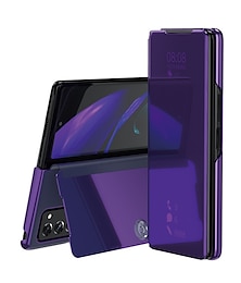 cheap -Phone Case For Samsung Galaxy Z Fold 5 Z Fold 4 Z Fold 3 Z Fold 2 Z-Fold Full Body Case with Stand Plating Mirror Solid Colored PC PU Leather