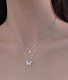 cheap -Choker Necklace Copper Imitation Diamond Women's Simple Luxury Fashion Geometrical Butterfly Geometric Necklace For Wedding Street Daily / Pendant Necklace / Chain Necklace / Long Necklace
