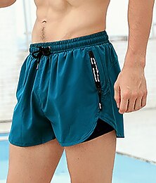 billiga -Herr Badshorts Snabb tork Lättvikt Boardshorts Baddräkt Med fickor Kompressionsliner Snörning Simmning Surfing Strand Vattensport Solid färg Sommar