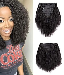 preiswerte -Afro-verworrener gelockter Clip in den Haarverlängerungen brasilianisches reines Haar natürliches 4b 4c verworrener gelockter Clip in den Haarverlängerungen für schwarze Frauen Clip in den