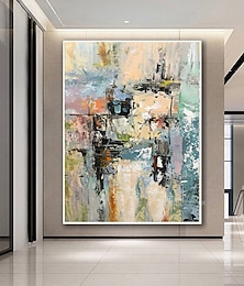 olcso -Hang festett olajfestmény Kézzel festett Vízszintes panoráma Absztrakt Tájkép Modern Anélkül, belső keret