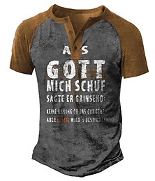 cheap -Men's T shirt Tee Henley Shirt Graphic Tee Funny T Shirts Color Block Letter Gott Henley Clothing Apparel 3D Print Plus Size Outdoor Daily Short Sleeve Patchwork Button-Down Designer Stylish Vintage