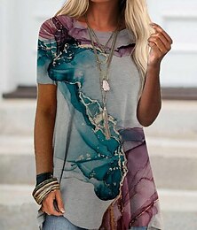 preiswerte -Damen Tunika T Shirt Batik Bedruckt Täglich Tuniken Basic Kurzarm Rundhalsausschnitt Hellgrün