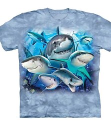 cheap -Boys 3D Animal Shark T shirt Short Sleeve 3D Print Summer Spring Active Sports Fashion Polyester Kids 3-12 Years Outdoor Daily Regular Fit