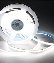 baratos -Cob flexível luz de tira led de alta densidade 5m 16.4ft branco frio quente cri 90+ 8mm de largura fita led regulável para quarto cozinha casa decoração interna dc12v