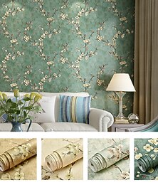 cheap -Cool Wallpapers Flower Wallpaper Wall Mural 3D Wall Cover Sticker Film Peel and Stick Removable Self Adhesive Embossed Plum Blossom Non Woven Home Decoration 300*53cm
