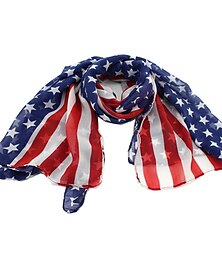 levne -americký den nezávislosti pruhovaná vlajka námořnický tanec pěticípá hvězda hedvábný šátek evropský a americký nadýchaný módní šifon temperament divoký šátek