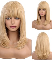 halpa -pitkät blondit peruukit naisille kerroksittainen ombre-hiuksinen peruukki siisti otsatukka Barbiecore-peruukit