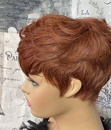 economico -breve miele biondo bob pixie cut parrucca naturale onda brasiliana di remy piena macchina fatta parrucca di capelli umani con la frangetta per le donne nere