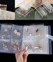 baratos -Álbuns de armazenamento de joias transparentes presentes com bolsa zip-lock, anéis de colar reutilizáveis, capa de exibição de brinco portátil