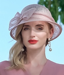 voordelige -Elegant Zoet Vlas hoed met Strik / Kralen 1 stuk Feest / Uitgaan / Casual / Melbourne Cup Helm
