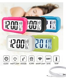 זול -שעון חכם led אלקטרוני שעון מעורר דיגיטלי טעינת שעון שולחני טמפרטורת עצלן נודניק אזעקה אילמת תאורה אחורית אלקטרוני שעון דיגיטלי