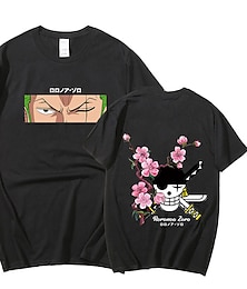 abordables -One Piece Roronoa Zoro Manches Ajustées Anime Dessin Animé Animé Harajuku Art graphique Kawaii Pour Couple Homme Femme Adulte Rentrée scolaire Estampage à chaud