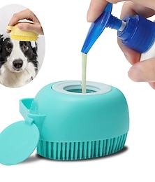 abordables -Brosse de bain pour chien de salle de bain gants de massage peigne en silicone de sécurité souple avec boîte à shampoing accessoires pour animaux de compagnie pour chats outil de toilettage de douche