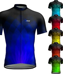 cheap -21Grams Men's Cycling Jersey Short Sleeve Bike Top with 3 Rear Pockets Mountain Bike MTB Road Bike Cycling Breathable Moisture Wicking Quick Dry Reflective Strips Red Blue Sky Blue Polyester Sports