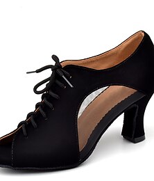 Χαμηλού Κόστους -Γυναικεία Παπούτσια χορού λάτιν Παπούτσια Χορού Εσωτερικό Επίδοση Βελούδο Τακούνια Τούλι Ψηλοτάκουνο Ανοικτή Μύτη Δαντέλα μέχρι πάνω Ενηλίκων Μαύρο Καφέ Σκούρο Κόκκινο