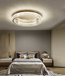 baratos -50 cm redondo luz de teto led candelabro de aço inoxidável estilo nórdico sala de jantar sala de estar quarto