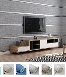 olcso -tapéta falburkolat matrica film dombornyomott csík nem szőtt vízszintes és függőleges csíkok szarvasbőr bársony lakberendezés 53*950cm