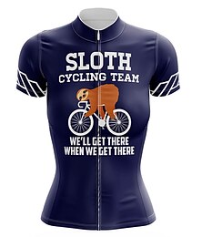 cheap -21Grams Women's Cycling Jersey Short Sleeve Bike Top with 3 Rear Pockets Mountain Bike MTB Road Bike Cycling Breathable Moisture Wicking Quick Dry Reflective Strips White Dark Navy Sloth Sports