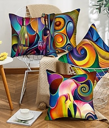 economico -Fodera per cuscino astratta 4 pezzi doppia stampa laterale morbida federa decorativa federa per divano camera da letto soggiorno patio esterno lavabile in lavatrice