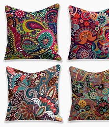 abordables -paisely double côté housse de coussin 4pc doux décoratif carré jeter taie d'oreiller taie d'oreiller pour canapé chambre qualité supérieure lavable en machine