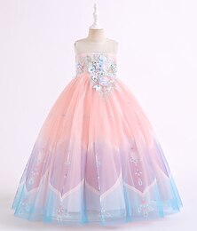 preiswerte -kinderkleidung Mädchen Blumenmädchen Kleid Kleid Party Kleid Blume Ärmellos Leistung Hochzeit Party Gitter Elegant Prinzessin Polyester Midi abendkleider Blumenmädchenkleid Sommer Frühling 3-10 Jahre
