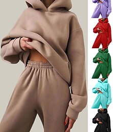 economico -Per donna 2 pezzi Tuta Da Ginnastica Tuta da ginnastica Tuta da jogging Strada Informale Inverno Manica lunga Traspirante Morbido Corsa abbigliamento sportivo Cammello Tessuto almond Marrone chiaro