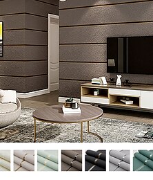 Недорогие -Cool Wallpapers Wall Mural Modern 3D Thick Non-woven Imitation Deerskin Velvet Wallpaper Roll Non-self-adhesive Vertical Striped for Bedroom Living Room TV Background 1.73'(0.53m) x 32.8'(10m)