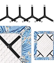abordables -4 unids/set pinzas elásticas para sábanas sujetador de cinturón clips para sábanas funda de colchón mantas soporte de edredón textiles organizar gadgets