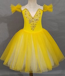abordables -Ballet Robe Tutu Robe Strass Dentelle Broderie Fille Utilisation Entraînement Sans Manches Taille haute Polyester Maille