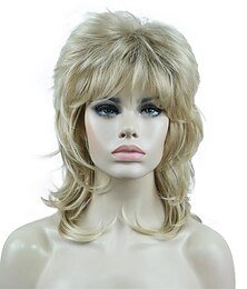 economico -Parrucca da donna a strati lunghi fino alle spalle con frangia per capelli parrucca sintetica premium per donna